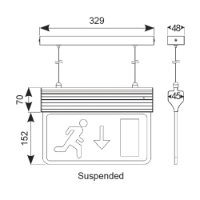 Ansell Eagle 3-in-1 LED exit sign diagram (suspended)