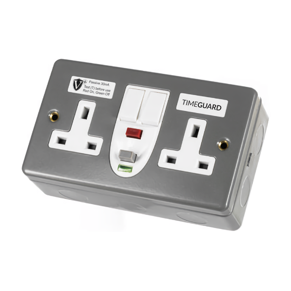 Timeguard RCD08MPVN Passive RCD 2-Gang Socket Metal