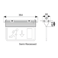 Ansell Eagle 3-in-1 LED exit sign diagram (semi-recessed)