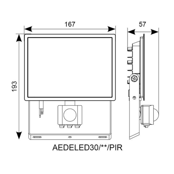 Eden LED Floodlight 30W PIR - Diagram