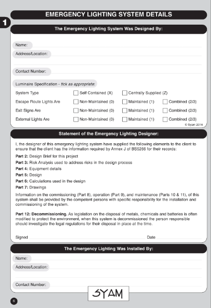 Emergency Lighting Log Book 2