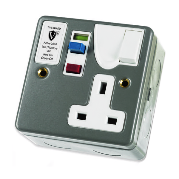 Timeguard RCD03MAVN Active RCD 1-Gang Socket Metal