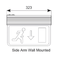 Ansell Eagle 3-in-1 LED exit sign diagram (side arm wall mounted)