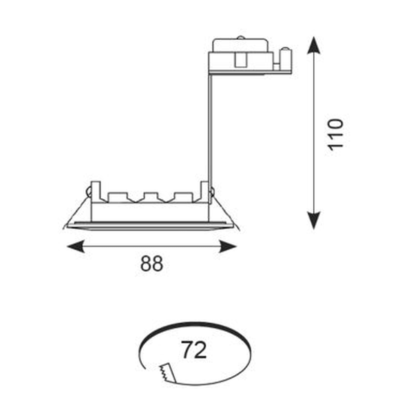 Bathroom Die-Cast Downlight Chrome - Diagram